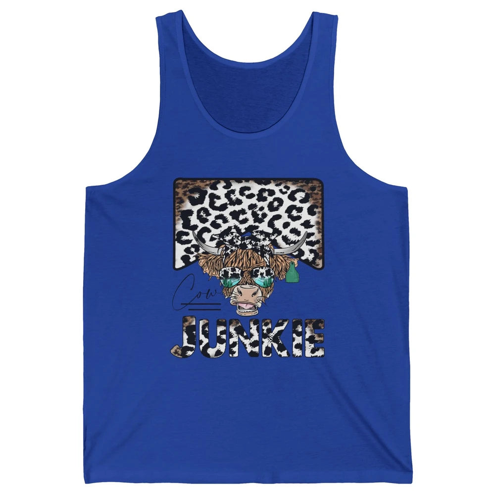 Leopard Highland Cow Bandana Cow Junkie Western Country Unisex Jersey Tank