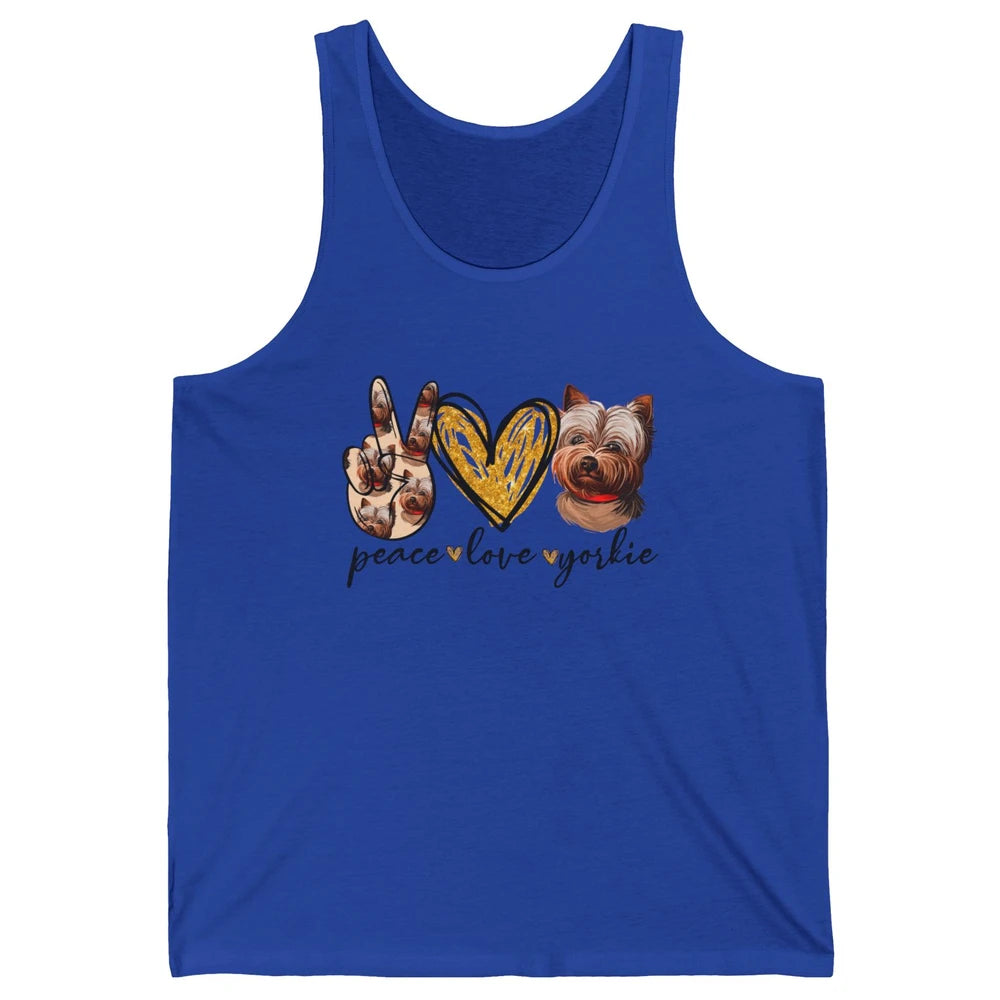 Peace Love Yorkie Dog Lovers Yorkshire Terrier Dad Mom Gift Unisex Jersey Tank