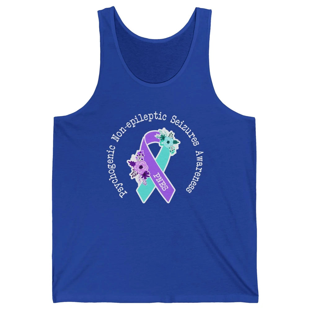 Psychogenic Non-epileptic Seizures PNES Purple Teal Ribbon Unisex Jersey Tank