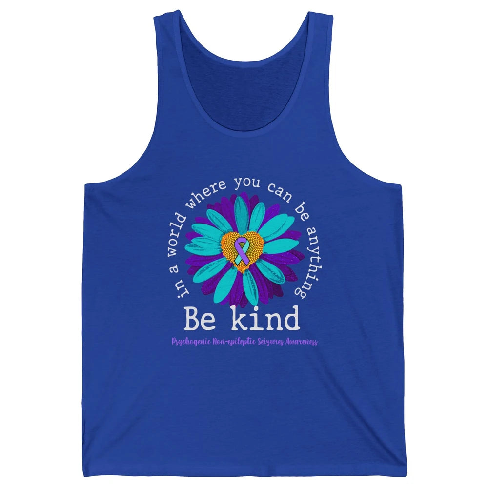 PNES Awareness Purple Teal Ribbon Sunflower Be Kind Unisex Jersey Tank