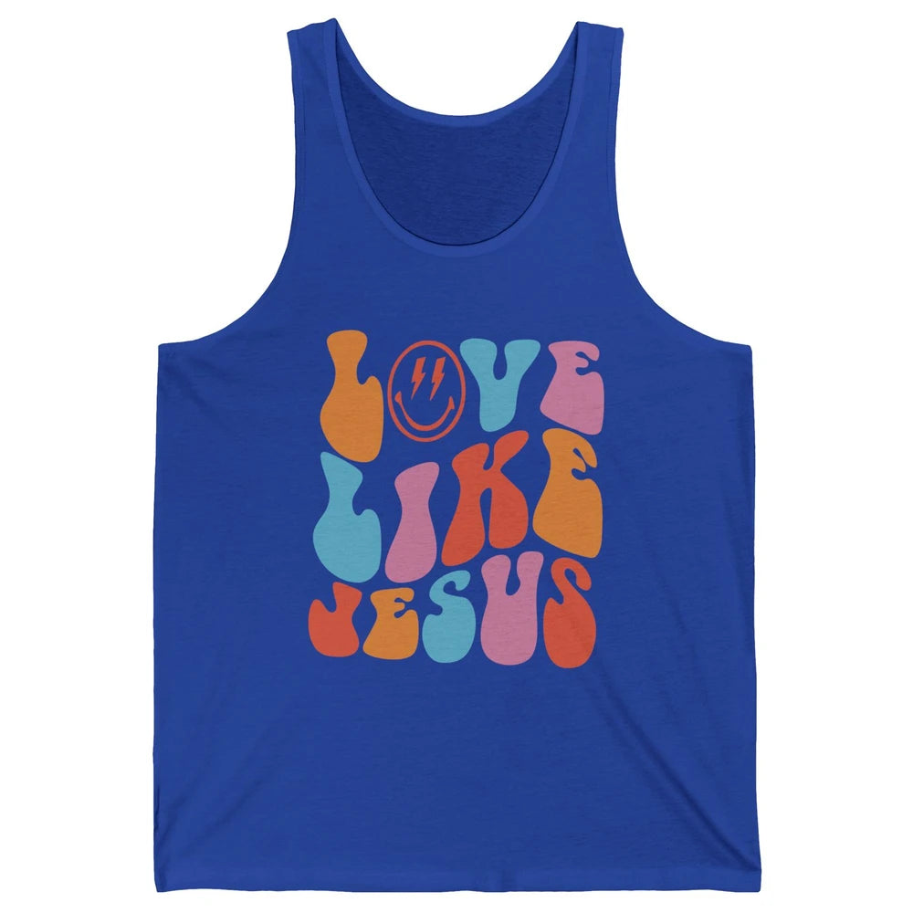Retro Love Like Jesus Christian Faith Positive Mind And Life Unisex Jersey Tank