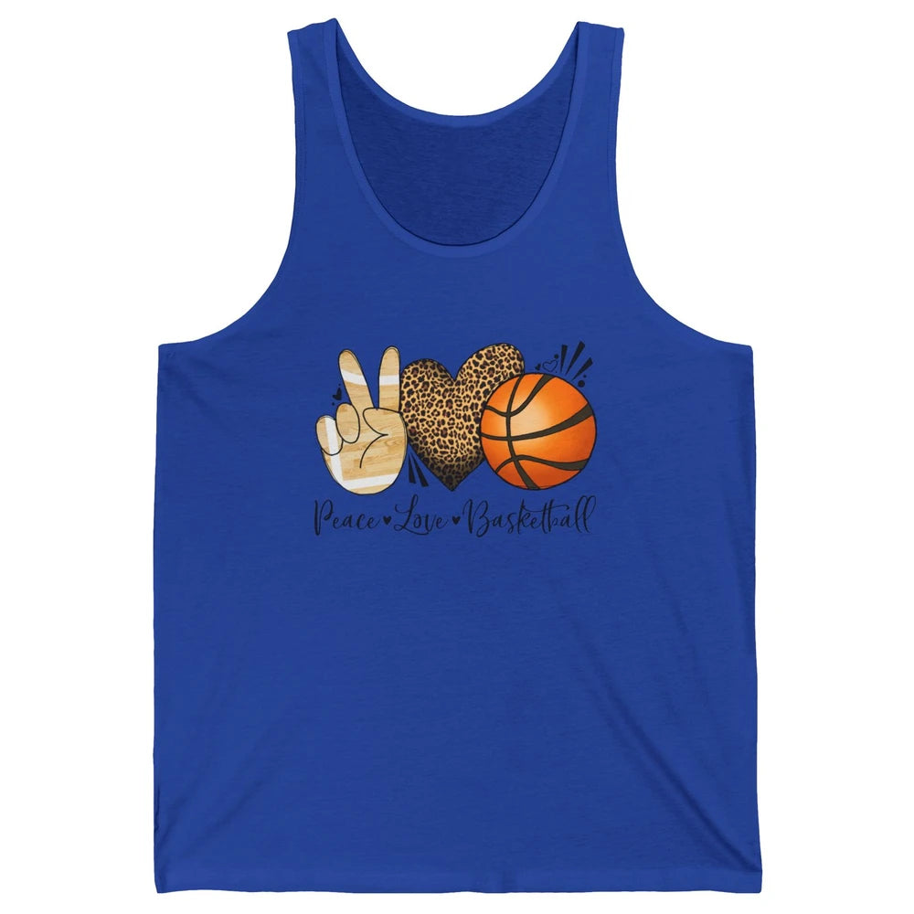 Peace Love Basketball Leopard Heart Basketball Lovers Gift Unisex Jersey Tank