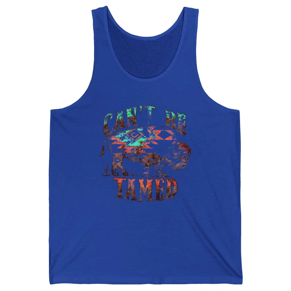 Retro Buffalo Aztec Can't Be Tamed Western Country Highland Unisex Jersey Tank