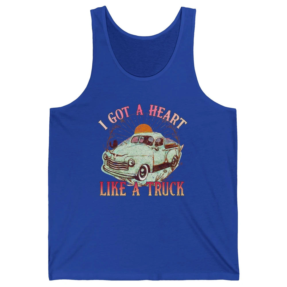 Retro Desert Sunset Truck I Got A Heart Like A Truck Western Unisex Jersey Tank