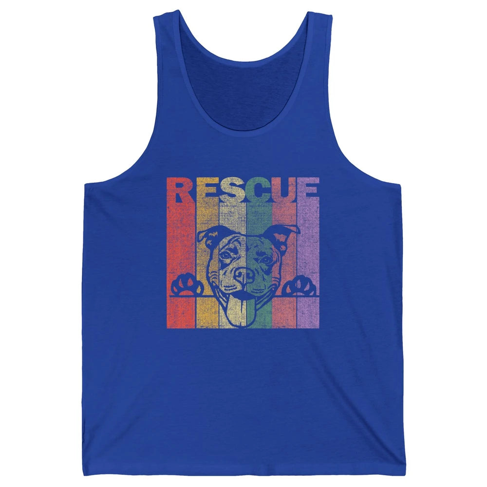 Rescue Dog Pitbull Puppy Adopt Vintage Funny Pet Rescuer Mom Unisex Jersey Tank