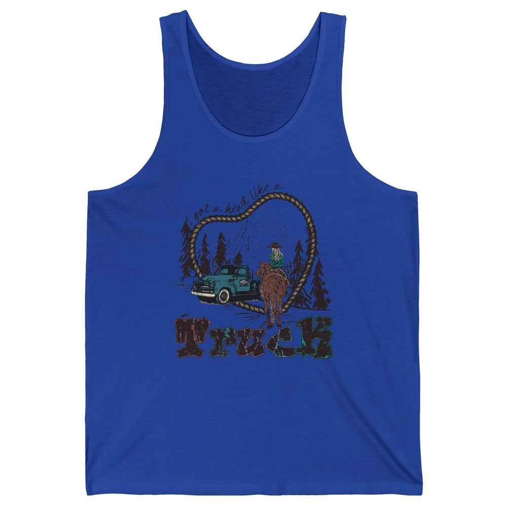 Retro Cowgirl Riding Got A Heart Like Truck Western Country Unisex Jersey Tank