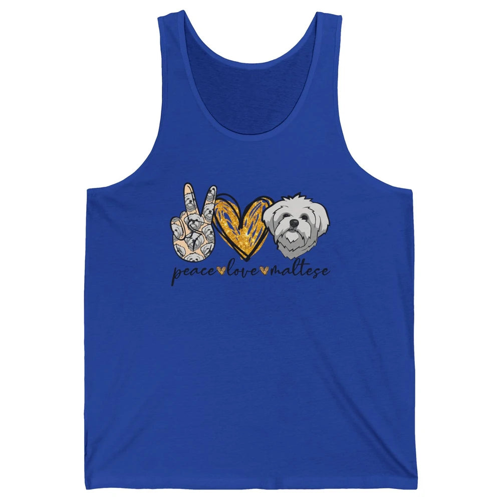 Peace Love Maltese Dog Maltese Dad Mom Mothers Fathers Day Unisex Jersey Tank