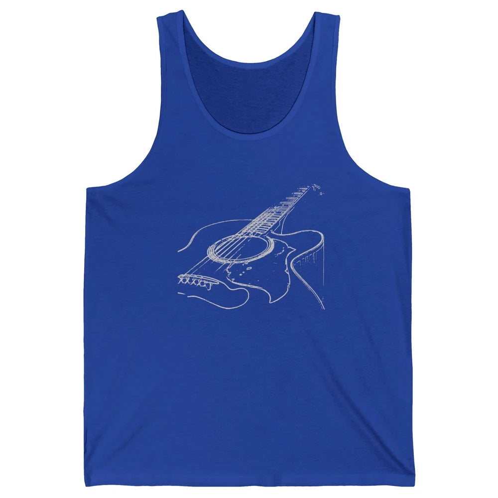 Retro Acoustic Guitar Guitarist Musician Music Lovers Gift Unisex Jersey Tank