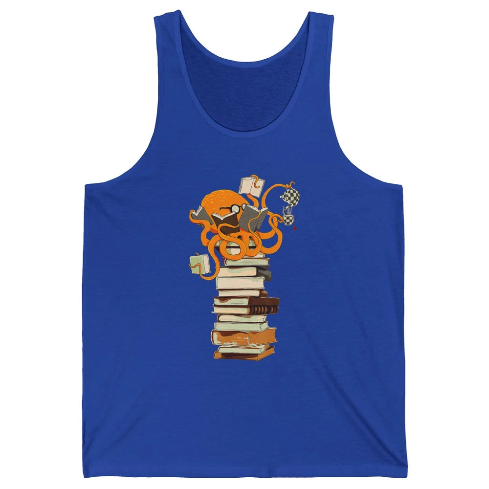Reading Books Octopus Tea Coffee Sea Animal Marine Bookish Unisex Jersey Tank