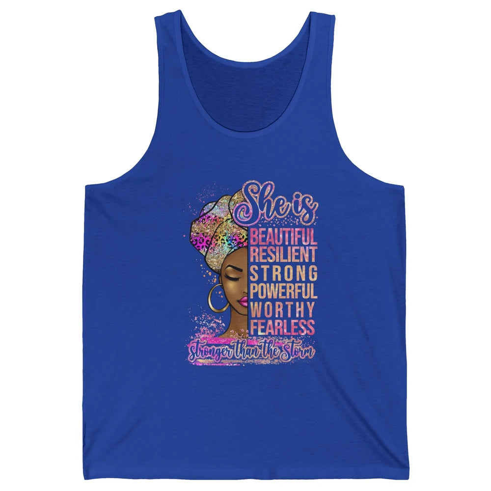 Afro Woman Strong Than Storm Melanin African American Woman Unisex Jersey Tank