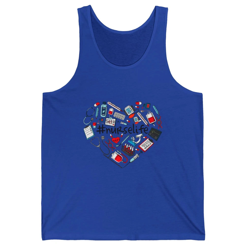 Nurse Life Stethoscope Heart Funny Nursing Love CNA Worker Unisex Jersey Tank
