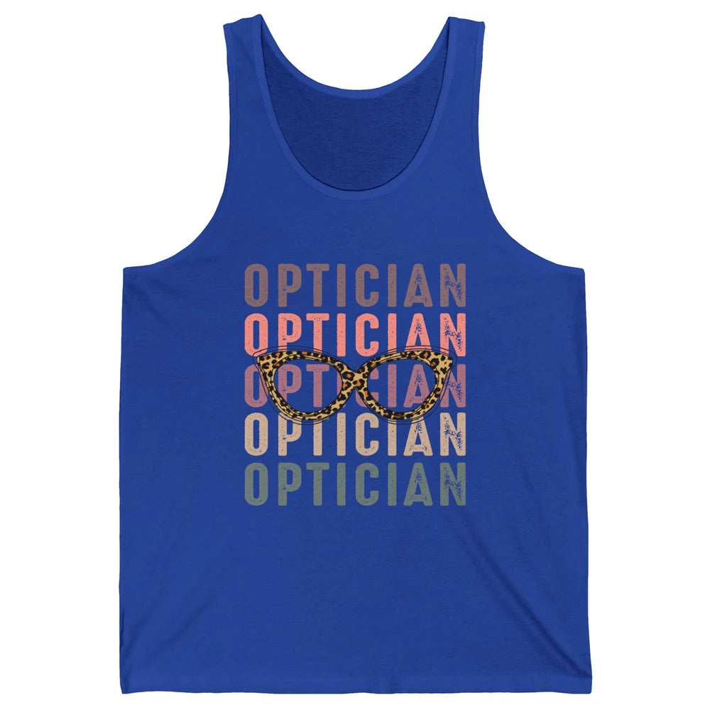 Retro Optometrist Leopard Eyeglasses Optician Ophthalmology Unisex Jersey Tank