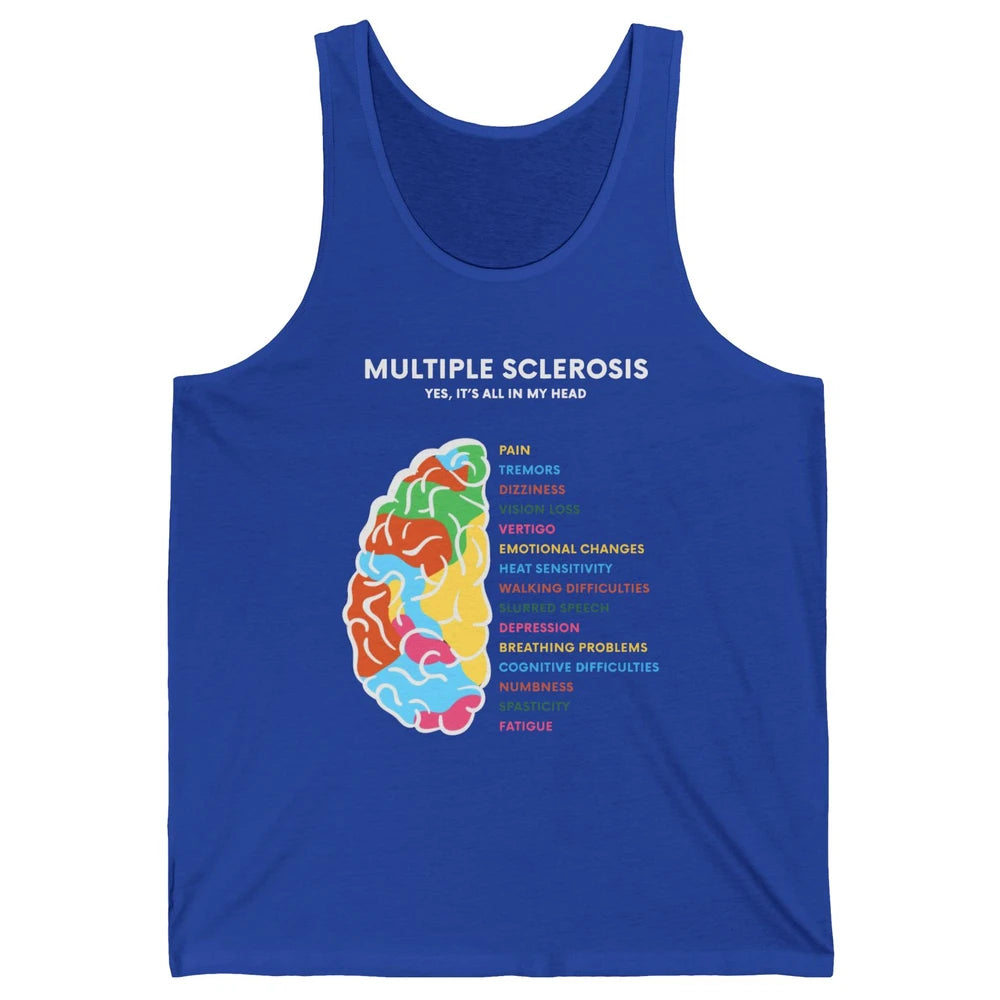 Multiple Sclerosis Awareness Its All In My Head Ms Ribbon Unisex Jersey Tank