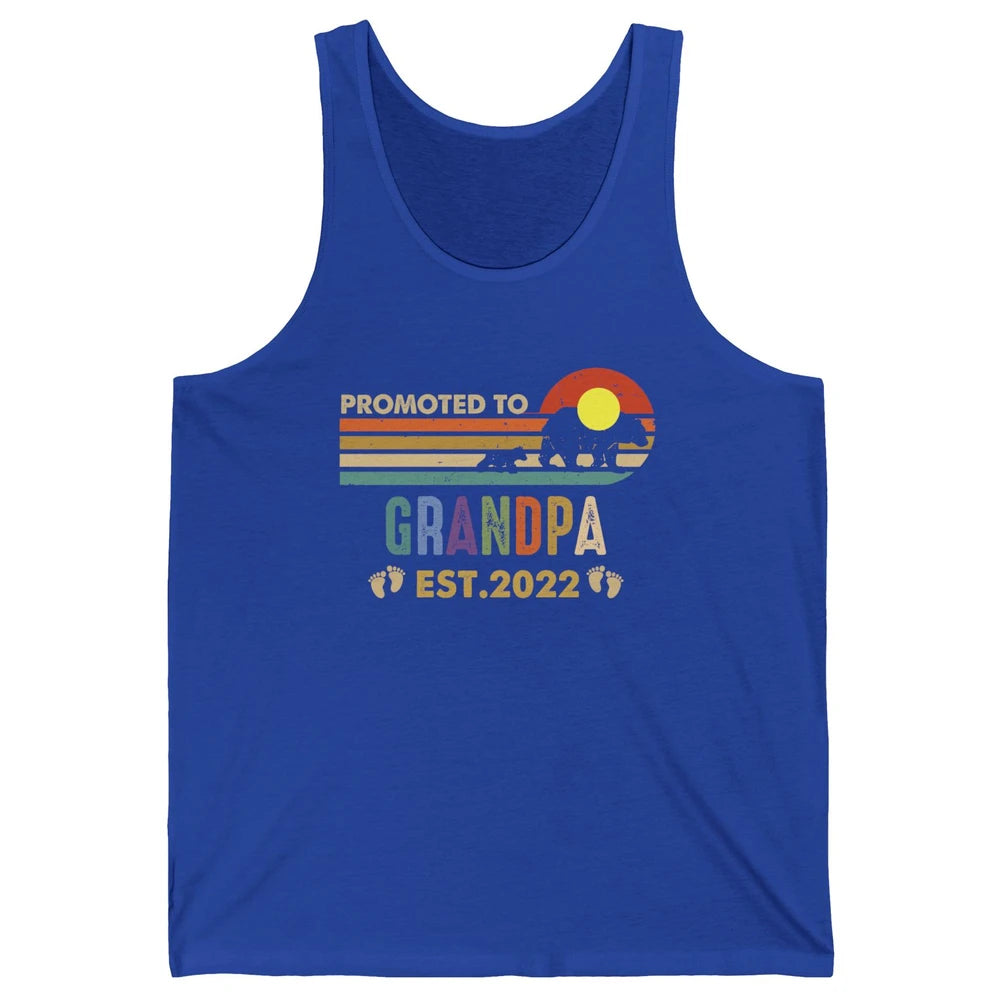 Retro Bear Sunset Promoted To Grandpa Est 2022 Grandpa Gift Unisex Jersey Tank