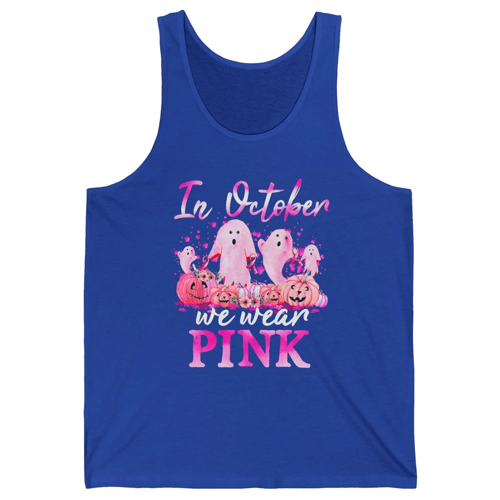 October Wear Ghost Boo Pink Ribbon Breast Cancer Awareness Unisex Jersey Tank