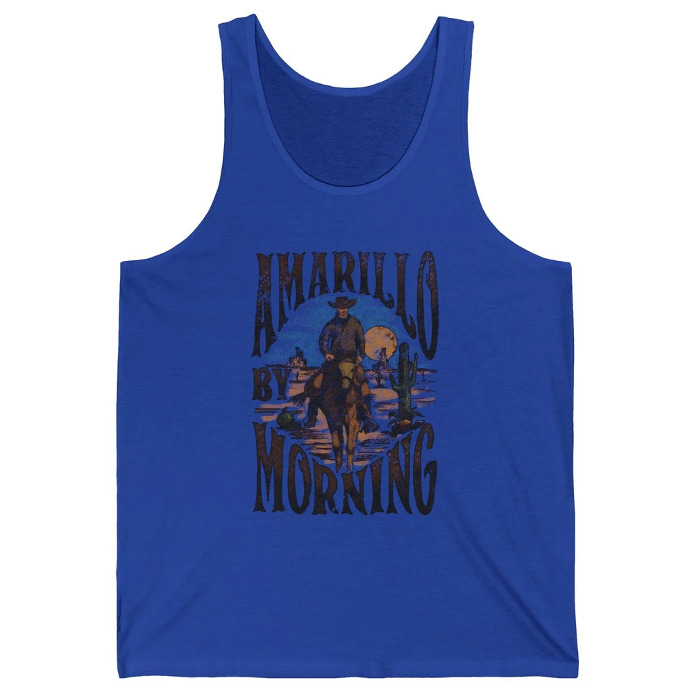 Retro Cowboy Riding Horse Desert Amarillo By Morning Western Unisex Jersey Tank