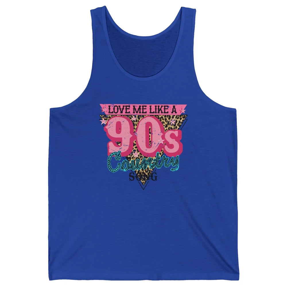 Retro Leopard Love Me Like 90s Country Song Western Cowgirl Unisex Jersey Tank
