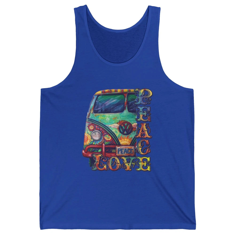 Peace And Love Hippie Van Peacemobile Vintage Gift Camping Unisex Jersey Tank