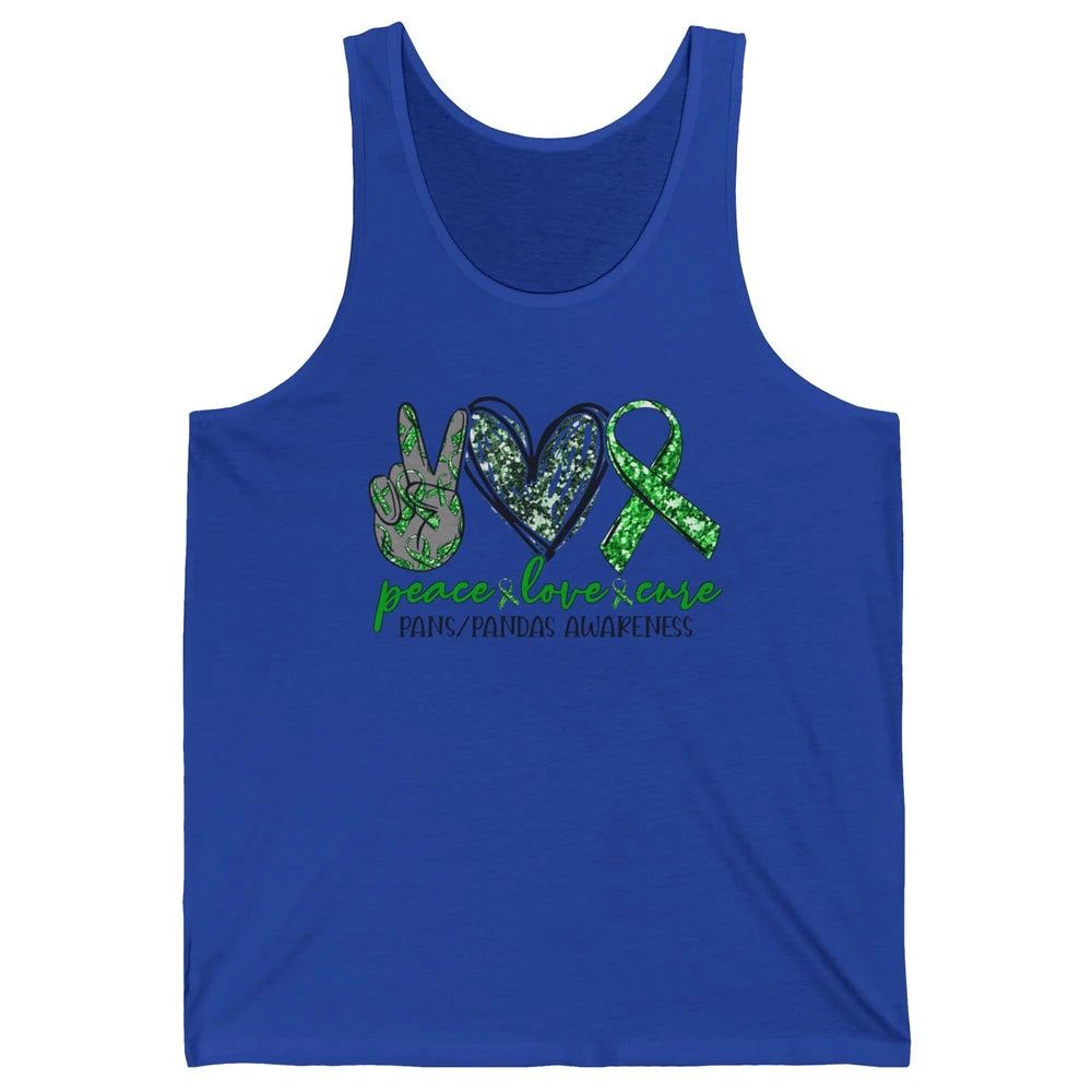 PANS/PANDAS Awareness Green Ribbon Peace Love Cure Unisex Jersey Tank