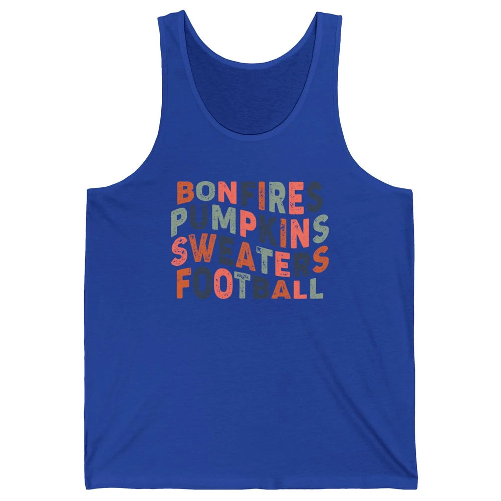 Retro Fall Bonfires Pumpkins Swaeaters Football Thanksgiving Unisex Jersey Tank
