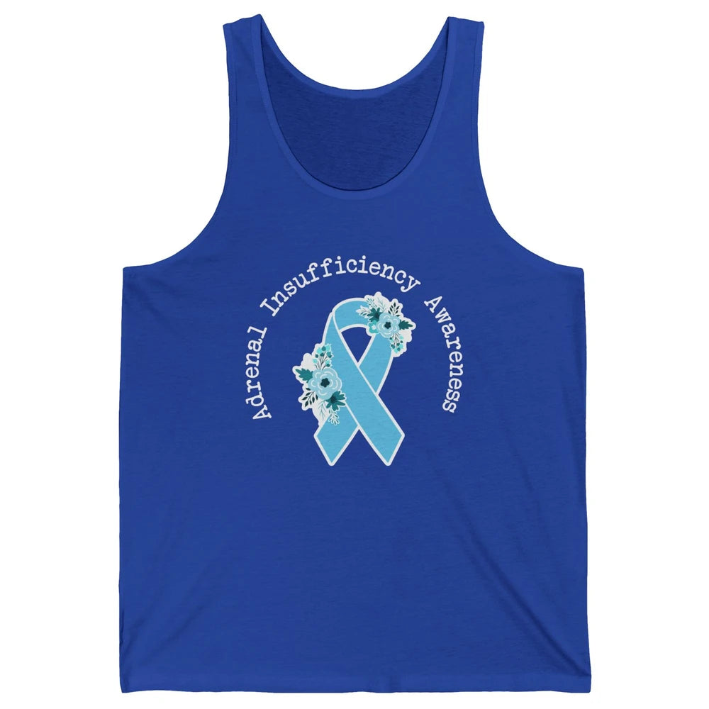 Adrenal Insufficiency Awareness Floral Light Blue Ribbon Unisex Jersey Tank