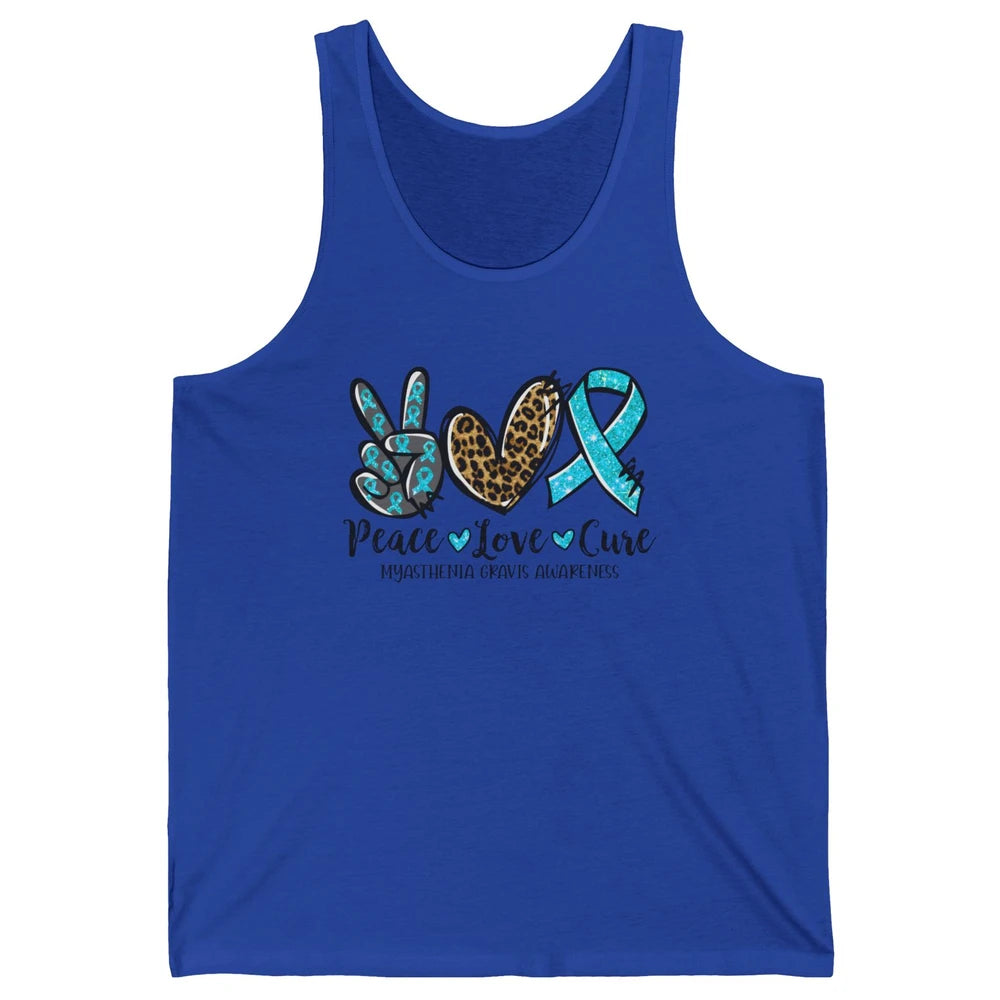 Myasthenia Gravis Awareness Ribbon Peace Love Cure Leopard Unisex Jersey Tank