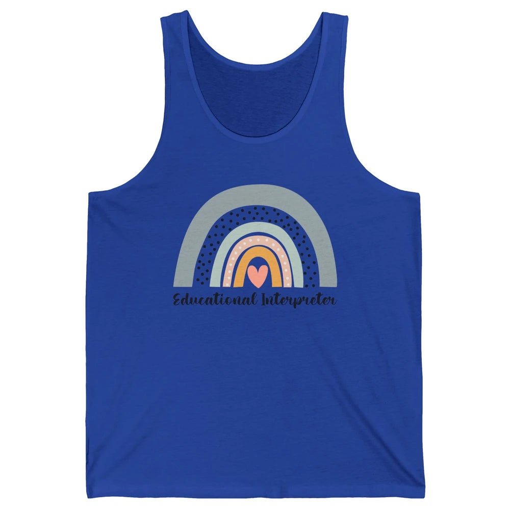 Retro Boho Rainbow Educational Interpreter Back To School Unisex Jersey Tank