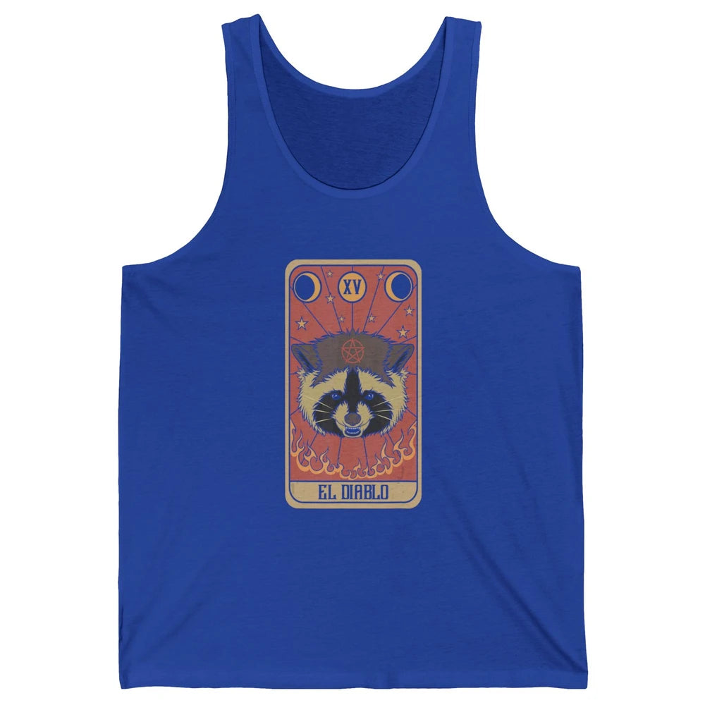 Raccoon Tarot Card Satanic Trash Panda Crescent Halloween Unisex Jersey Tank