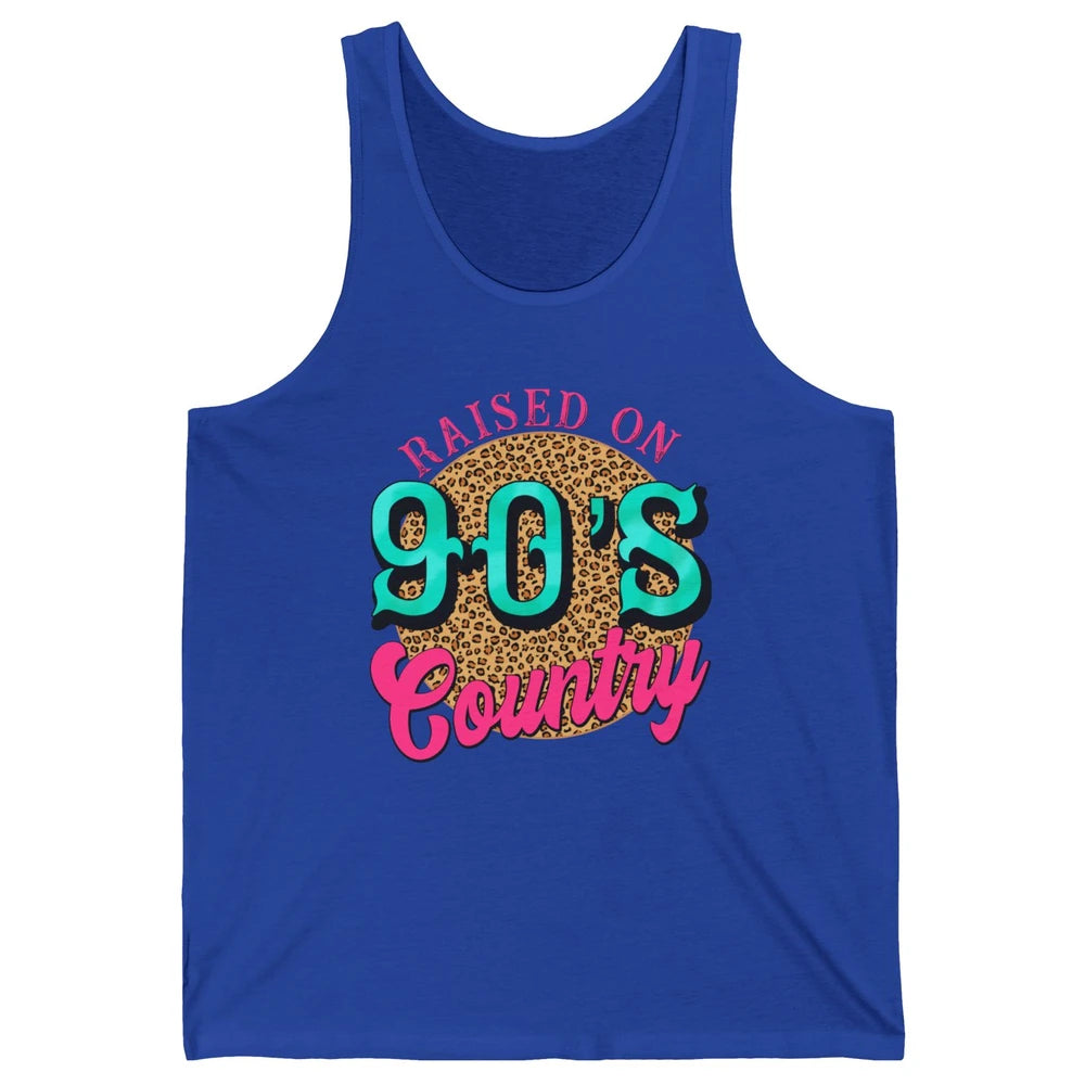 Retro Leopard Raised On 90s Country Birthday Western Country Unisex Jersey Tank