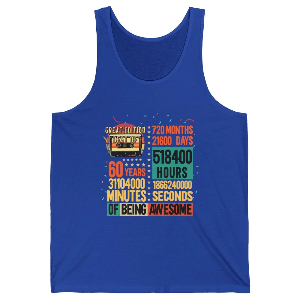 Retro 60s Lifetime Cassette Music Count Down 60th Birthday Unisex Jersey Tank