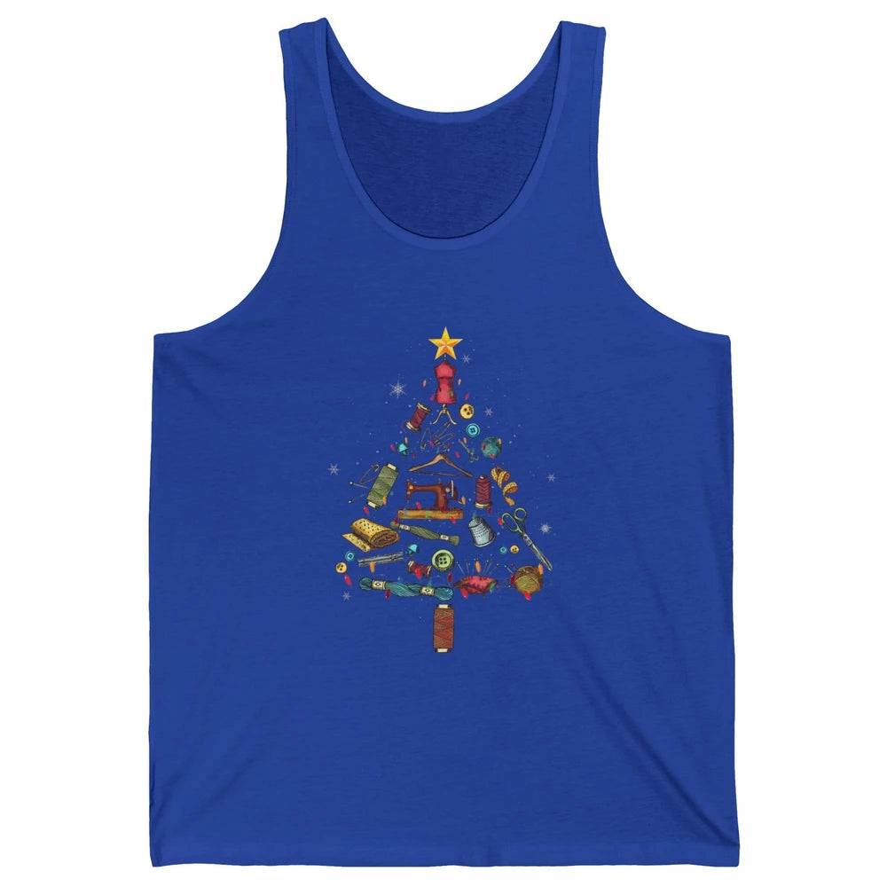 Merry Christmas Sewing Yarn Quilting Xmas Tree Sew Machine Unisex Jersey Tank