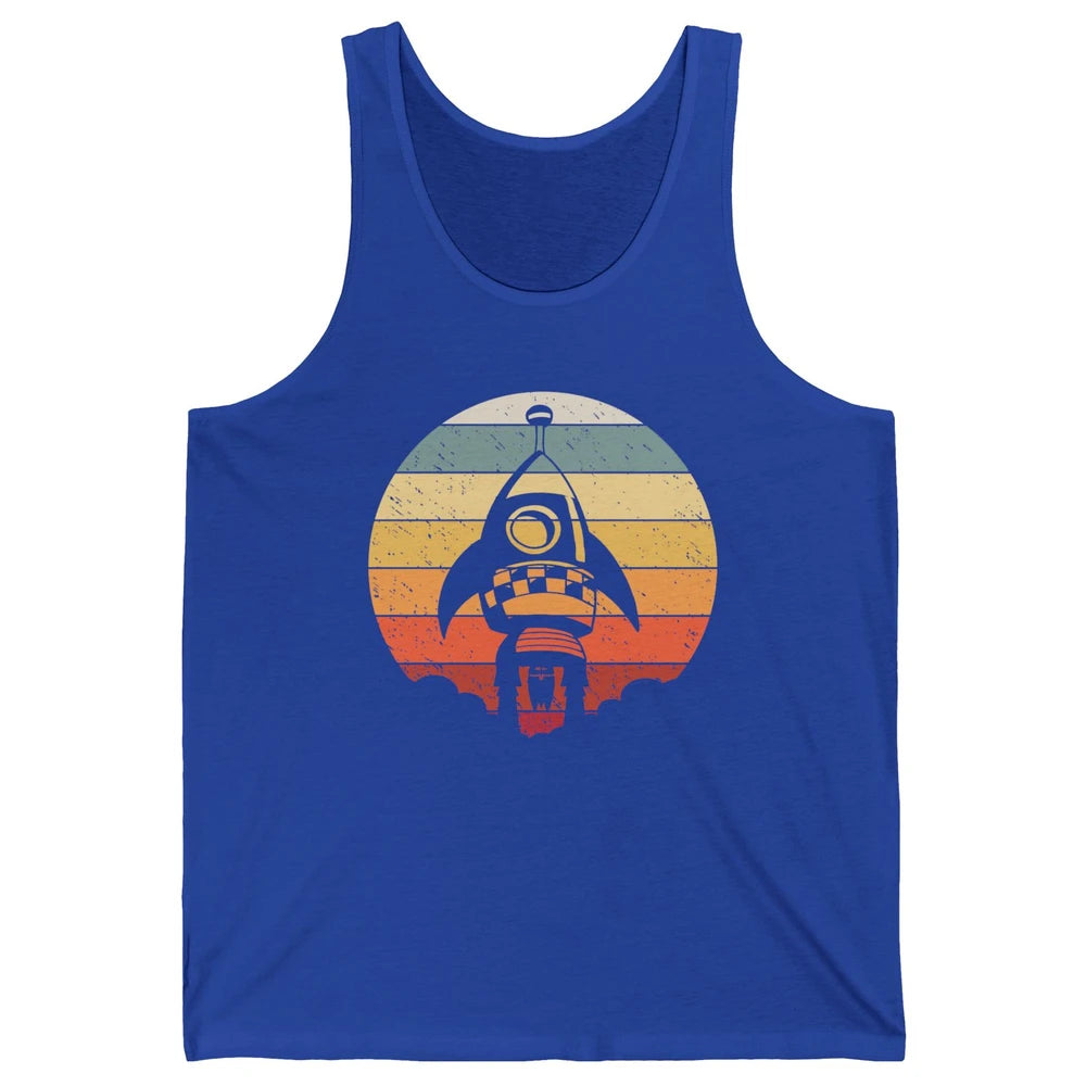 Retro Astronaut Spaceship Spacecraft Spaceman Rocket Launch Unisex Jersey Tank