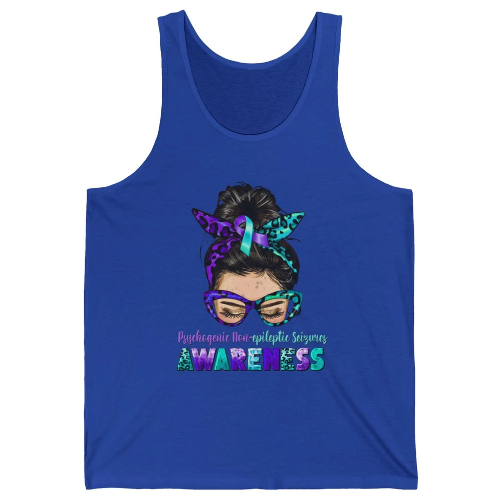 Psychogenic Non-epileptic Seizures PNES Ribbon Messy Bun Mom Unisex Jersey Tank