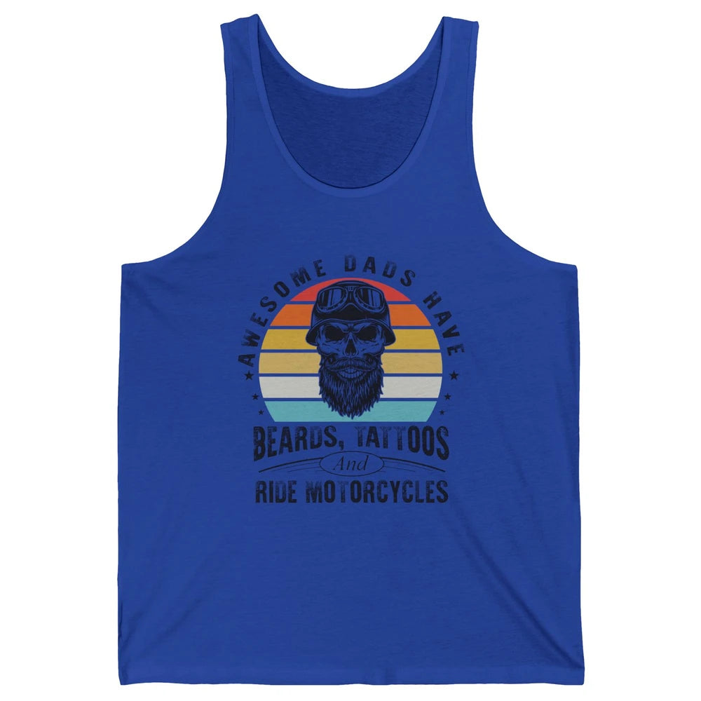 Retro Awesome Dads Have Beards Tattoos And Ride Motorcycles Unisex Jersey Tank