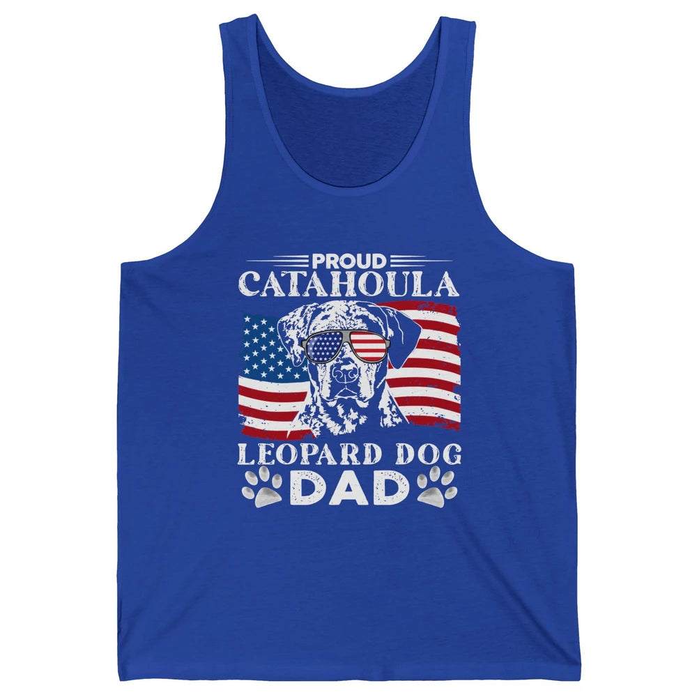 Proud Catahoula Leopard Dog Dad US Flag Patriotic 4th July Unisex Jersey Tank