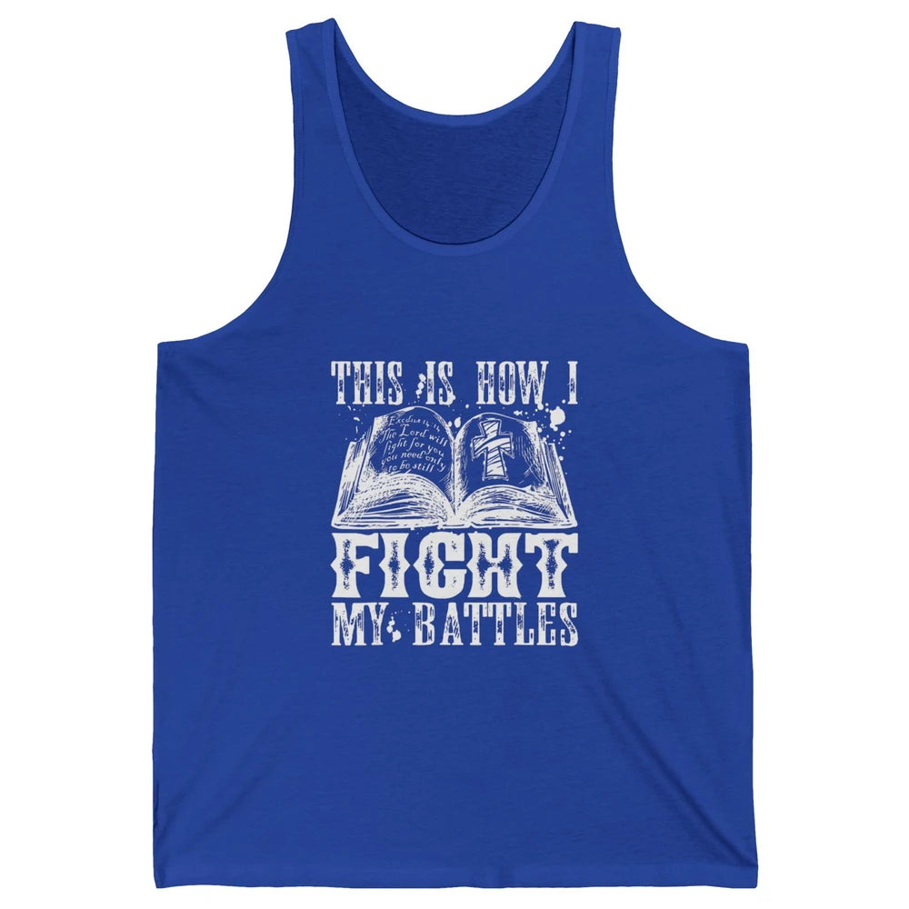 Retro Fight Battles Bible Cross Christian Jesus God Religion Unisex Jersey Tank