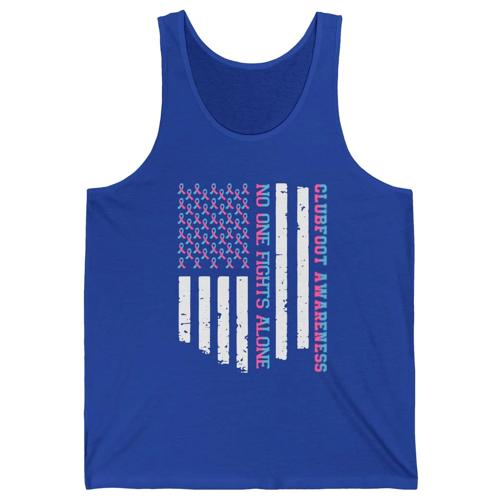 Retro Clubfoot Awareness Ribbon No One Fight Alone US Flag Unisex Jersey Tank