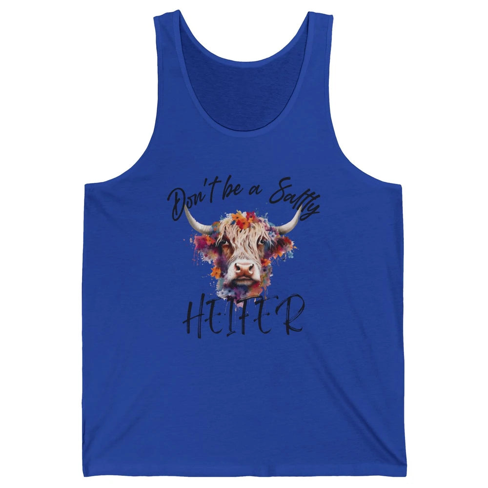 Floral Long Haired Cow Don't Be A Salty Heifer Western Farm Unisex Jersey Tank