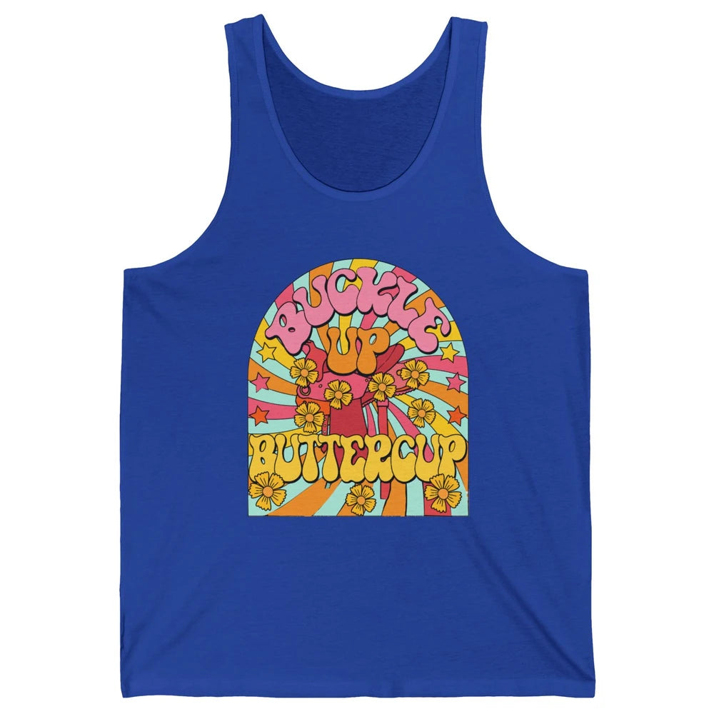 Retro Groovy Buckle Up Buttercup Cowboy Western Cowgirl Gift Unisex Jersey Tank