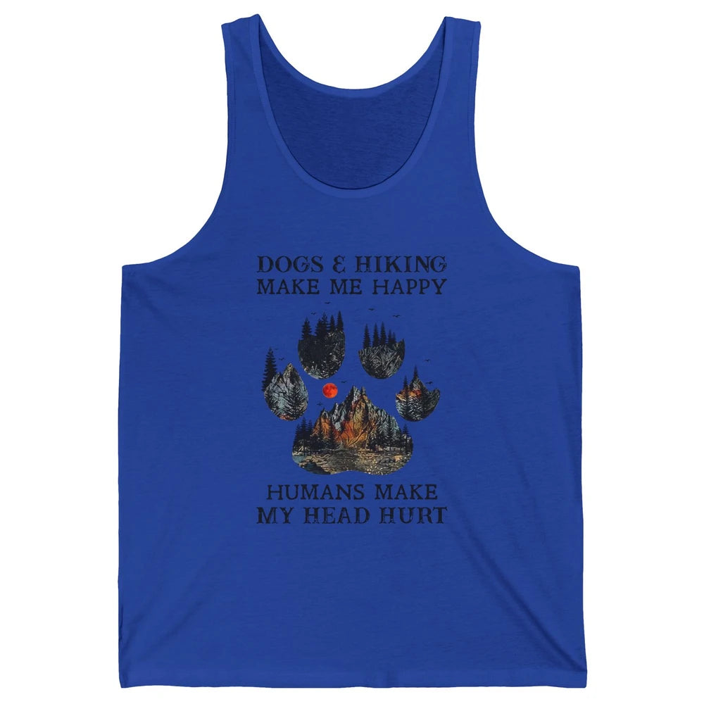 Retro Mountain Dogs & Hiking Make Me Happy Dogs Paws Camping Unisex Jersey Tank