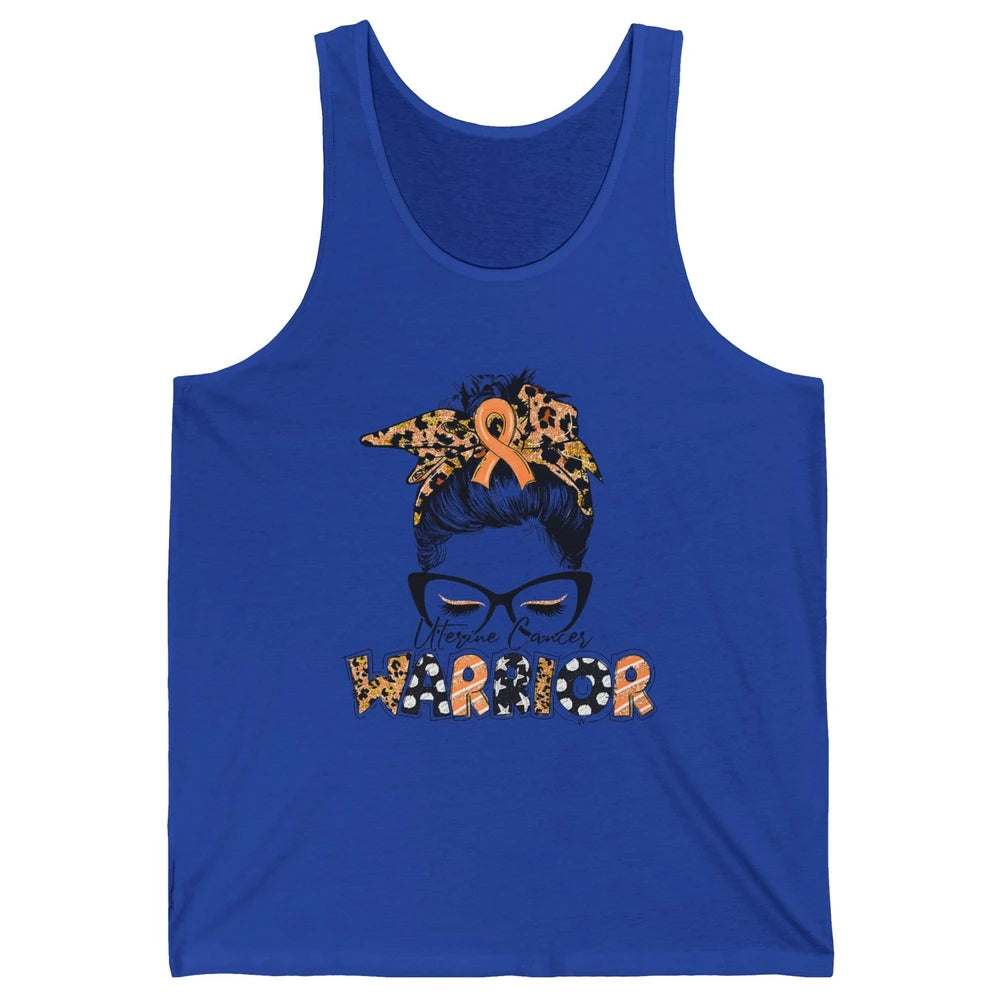 Messy Hair Leopard Woman Warrior Uterine Cancer Awareness Unisex Jersey Tank