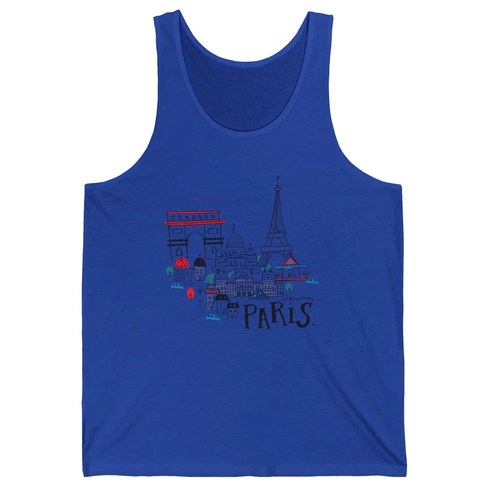 Paris Eiffel Tower Travel France Gift Paris Skyline Unisex Jersey Tank
