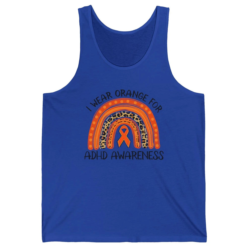 ADHD Awareness Month I Wear Orange For ADHD Rainbow Ribbon Unisex Jersey Tank