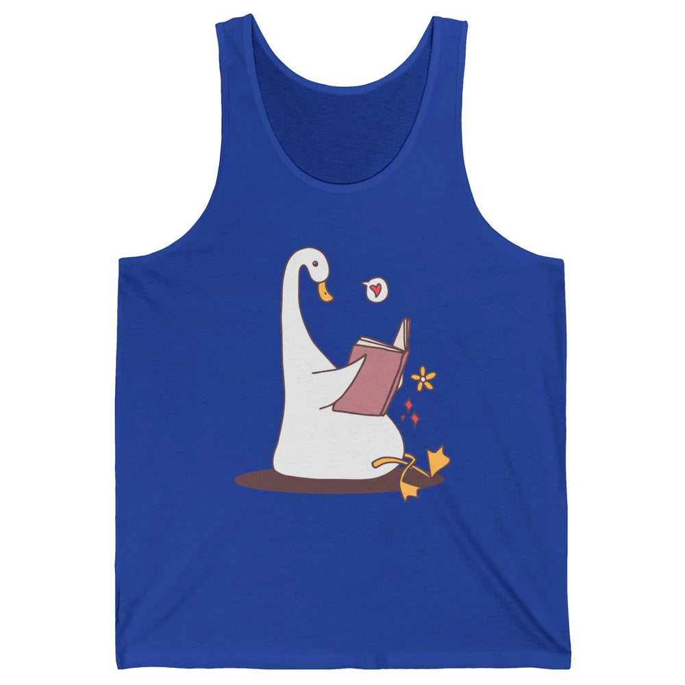 Funny Silly Goose Book Reading Goose Book Lovers Bookish Unisex Jersey Tank