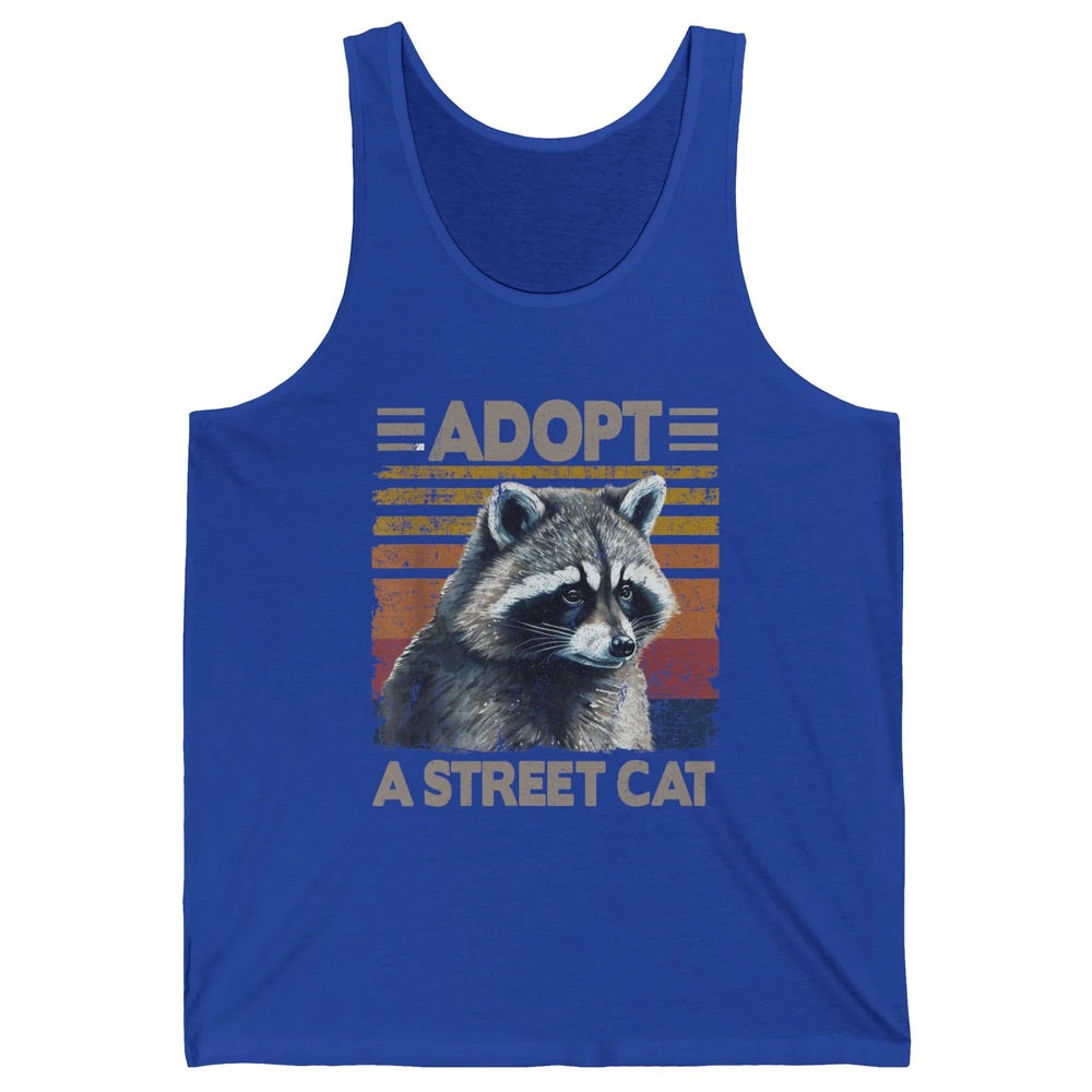 Retro Adopt A Street Cat Raccoon Watercolor Possum Adoption Unisex Jersey Tank