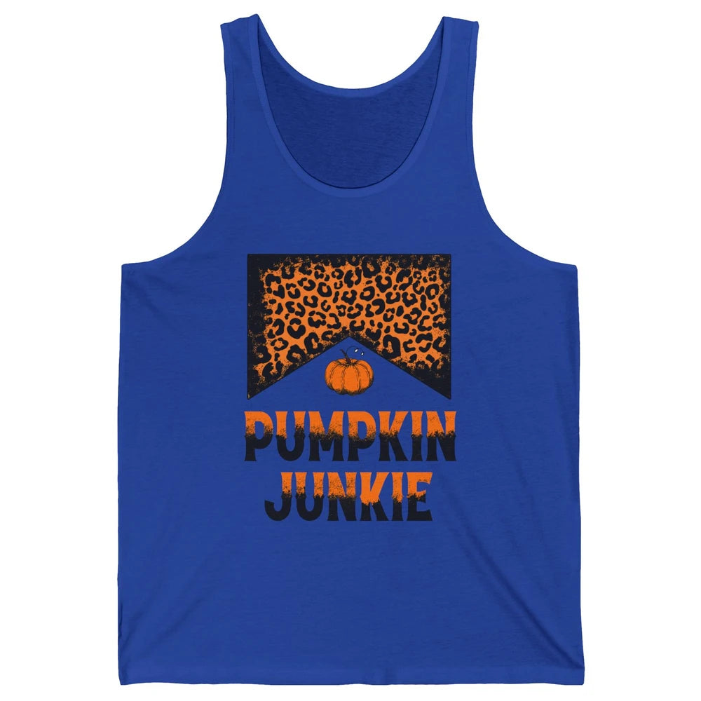 Retro Pumpkin Junkie Leopard Thanksgiving Western Country Unisex Jersey Tank