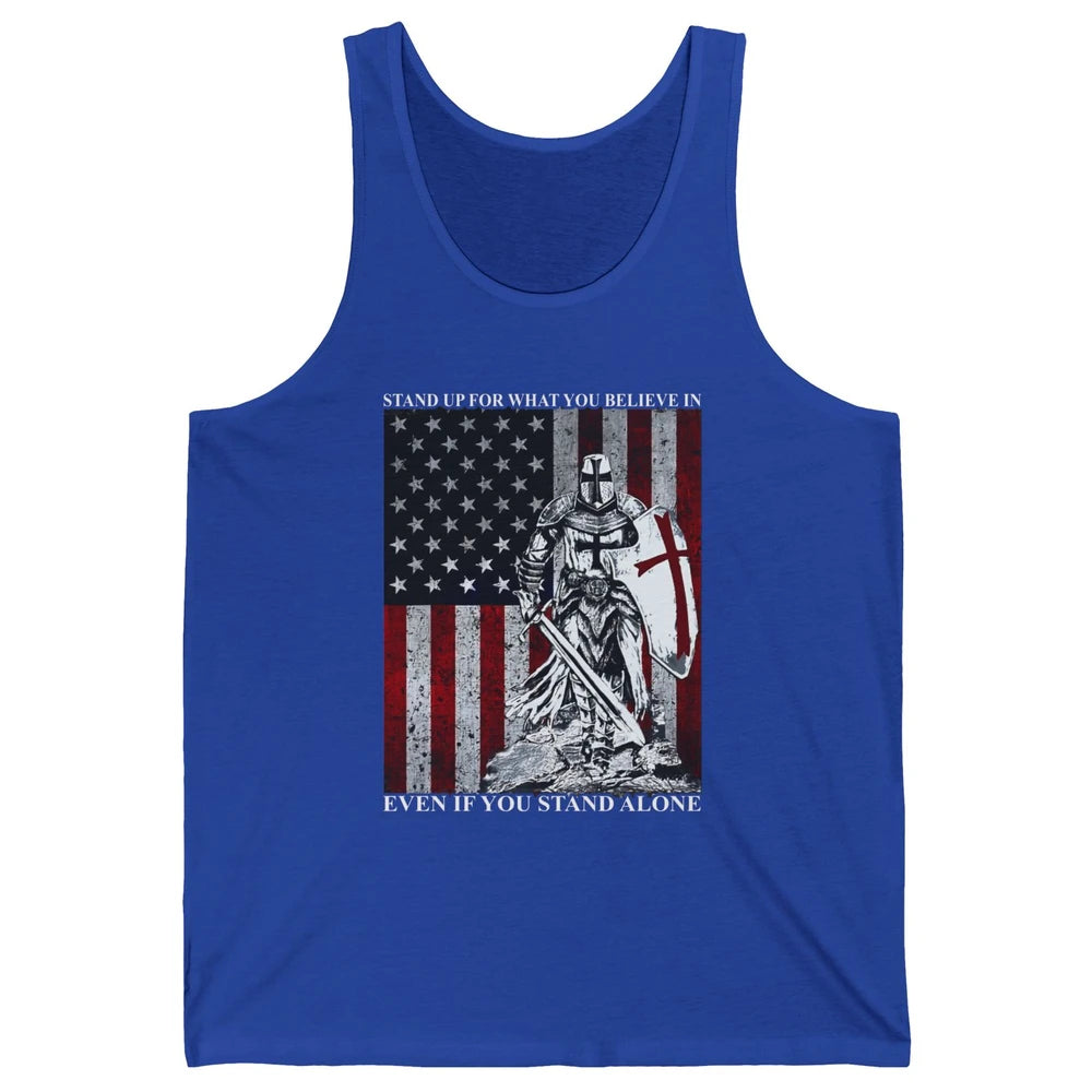 Retro Knight Templar US Flag Stand For What You Believe In Unisex Jersey Tank