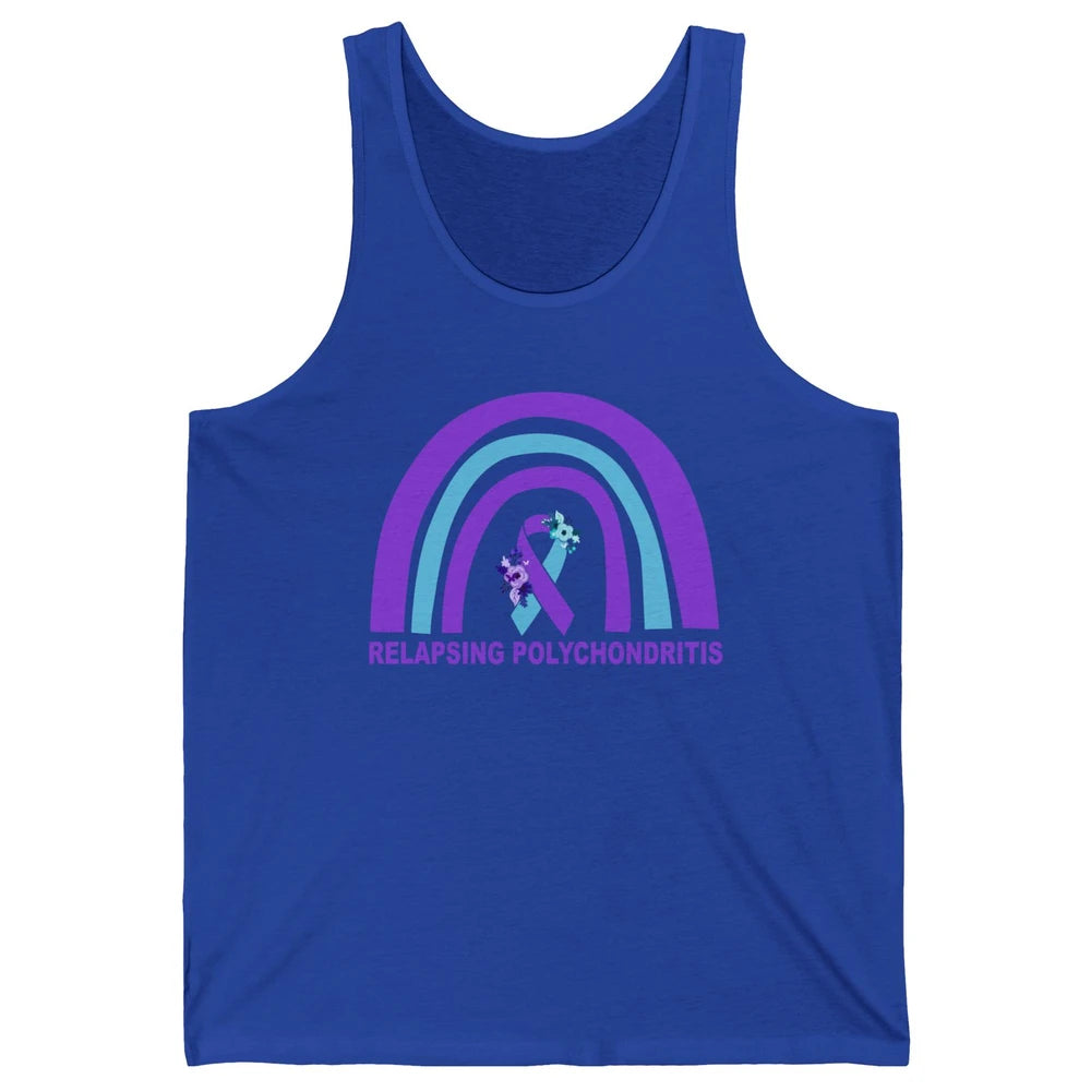 Relapsing Polychondritis Awareness Floral Blue Purple Ribbon Unisex Jersey Tank