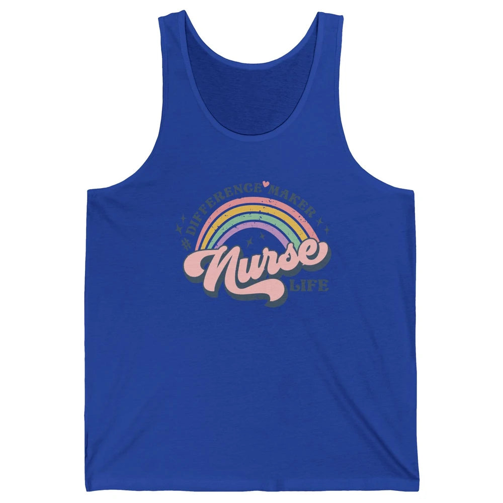 Nurse Life Rainbow Difference Maker Nurse Vibes Nursing Gift Unisex Jersey Tank
