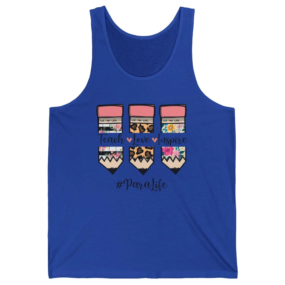 Floral Leopard Teach Love Inspire Para Life Para Teacher Unisex Jersey Tank